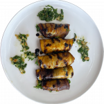 Pan Fried Eggplant With Tangy Garlic Cilantro Sauce - 2 Servings