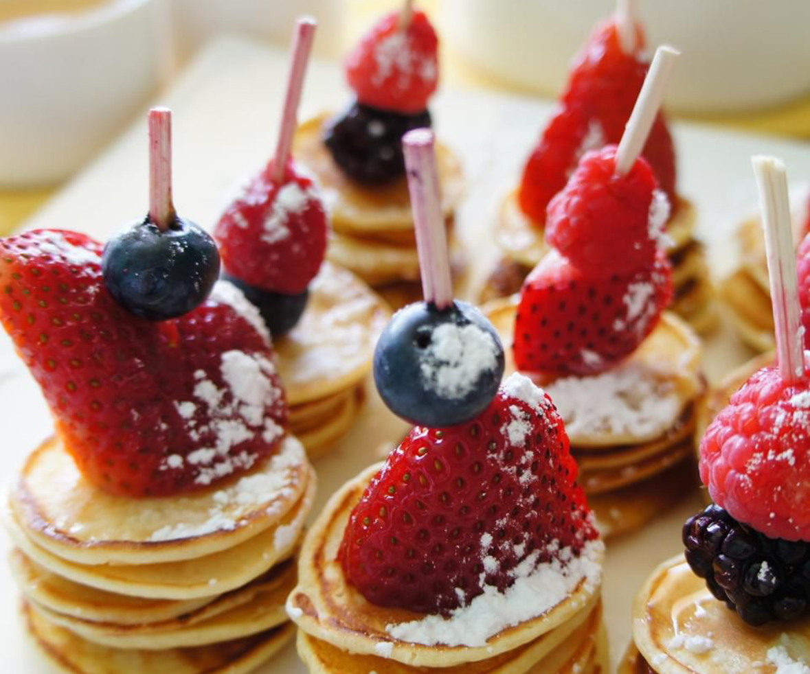 mini pancakes on skewers - Google Search