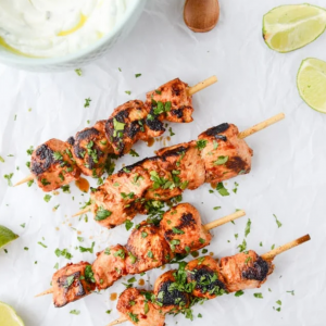 Skewered Grilled Chicken Marinated with Spiced Yogurt