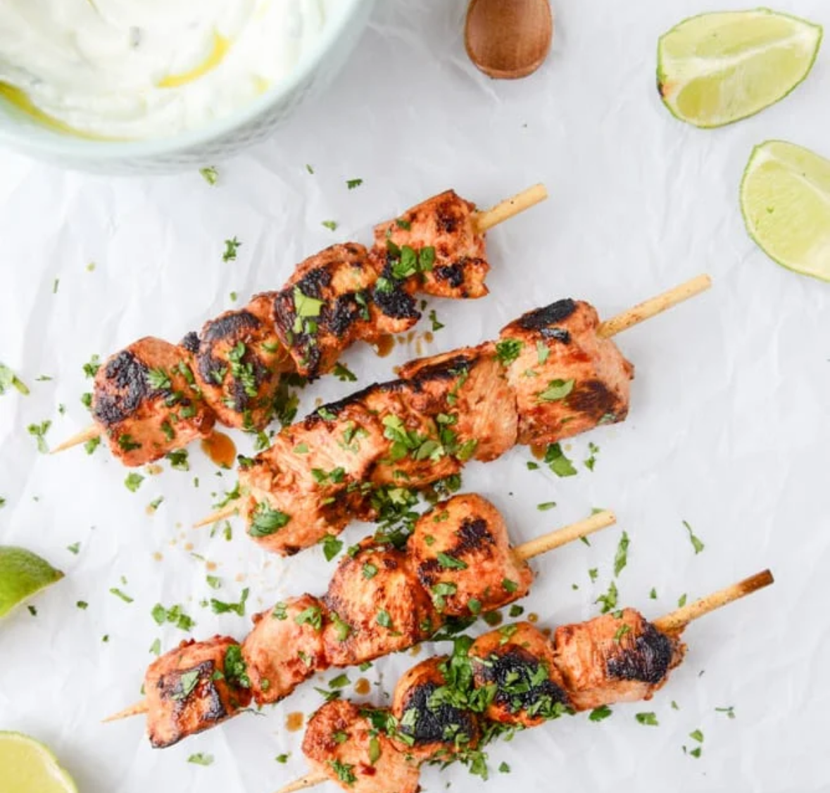 Mini Skewered Grilled Chicken Marinated with Spiced Yogurt
