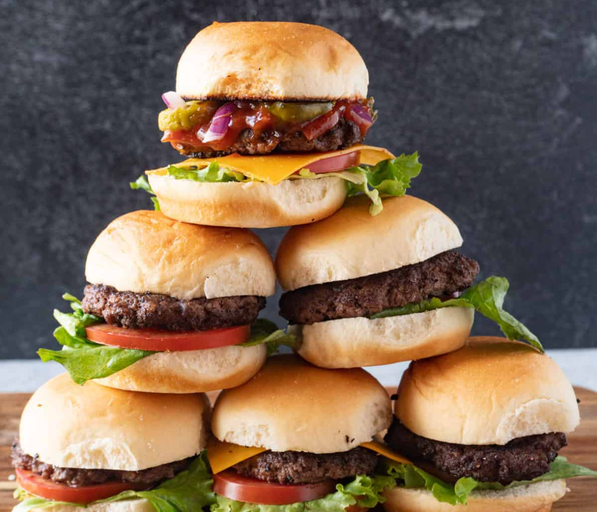 Miniature versions of classic burgers