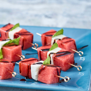 Watermelon and Feta Cheese Topped with Sweet Balsamic
