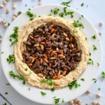 Hummus with Beef and Pine Nuts - Hummus Bil Lahme with Snobar