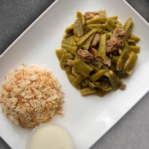 Green Beans with Meat and Rice Stew