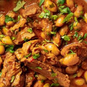 Fasoulia — Beans Simmered with Beef Ox Tail Bones and Rice