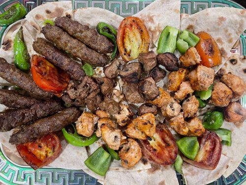 Mashawi is a combinations of shish tawook, kafta, and lahem meshwi