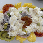Fresh Ashta and seasonal Fruits with Honey Drizzle - Small Tray